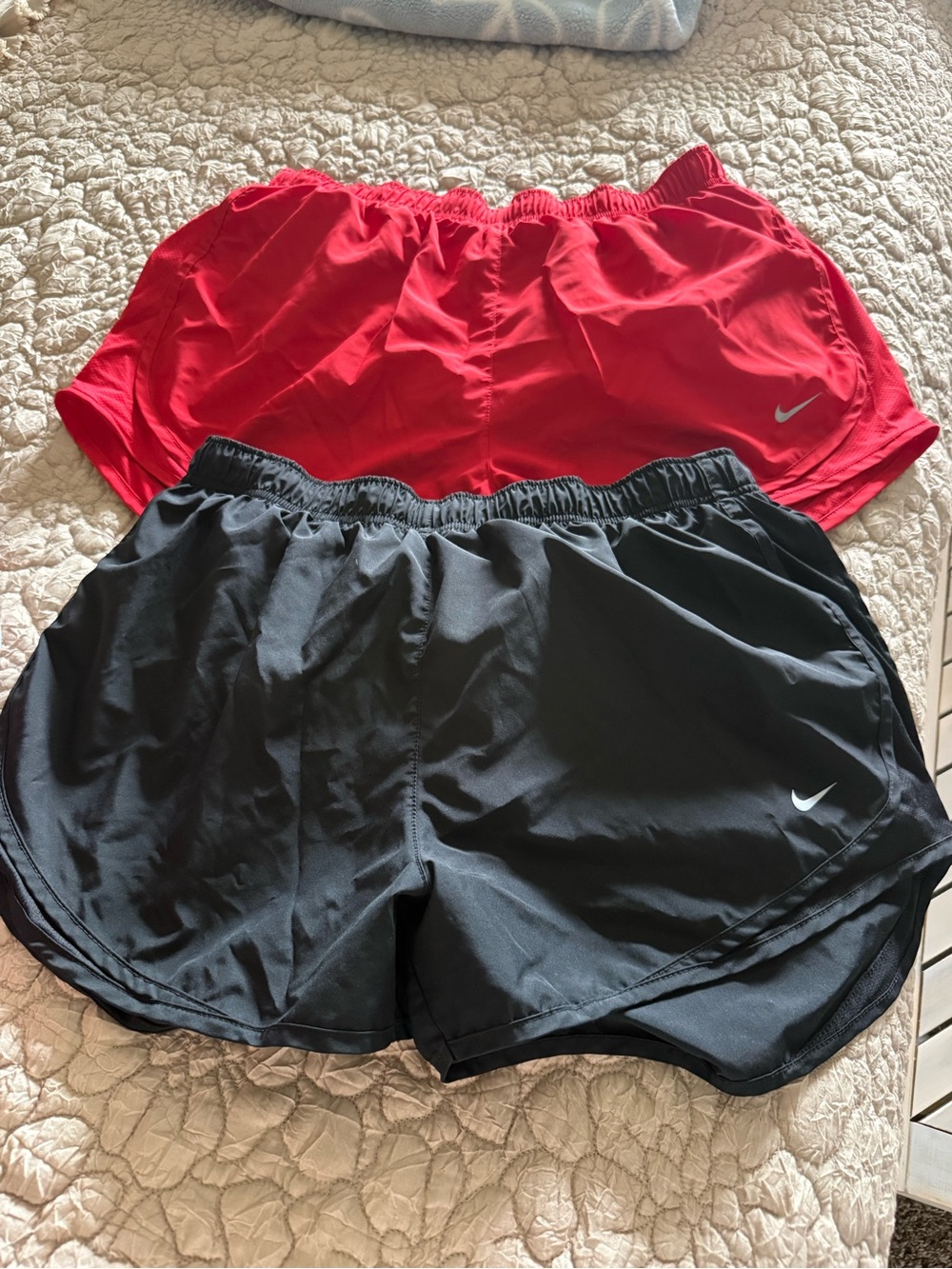 Nike Women’s Red and Black Athletic Running Shorts - Swoosh